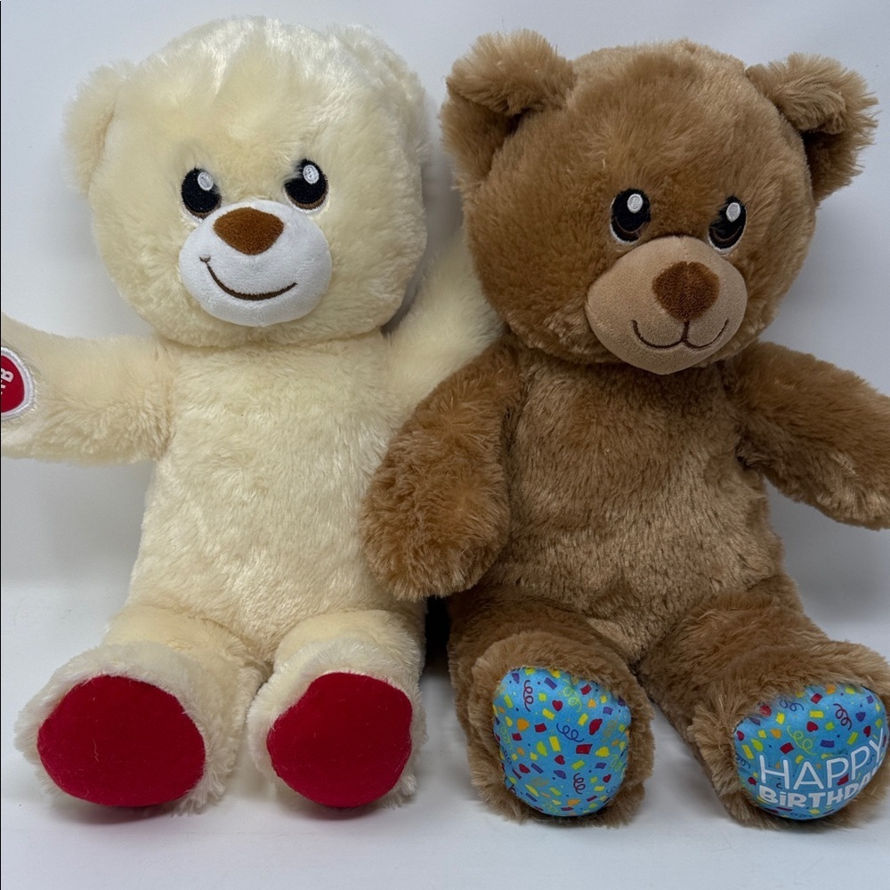 Build-A-Bear Plush Teddy Bear Set - Cream and Brown approx 15 inches tall